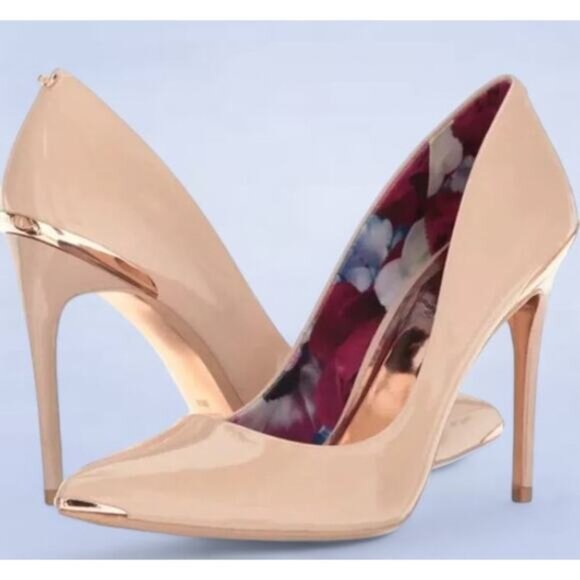 Ted Baker Shoes - Ted Baker Kaawa Patent Leather Court Shoes In Nude - Size 39